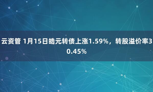 云资管 1月15日皓元转债上涨1.59%，转股溢价率30.45%